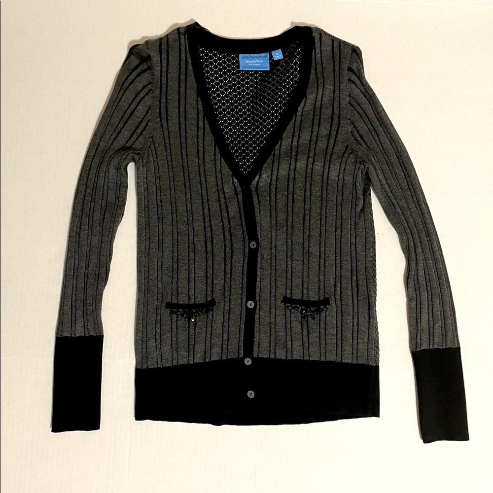 Simply Vera Vera Wang Black/Dark Grey Ribbed Knit